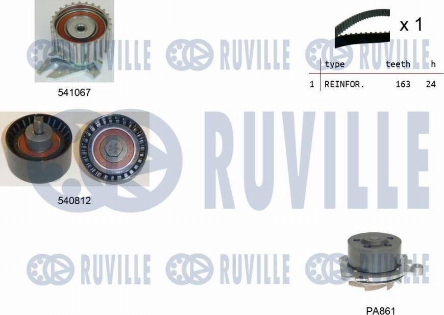 Ruville 5501021 - Pompa acqua + Kit cinghie dentate www.autoricambit.com