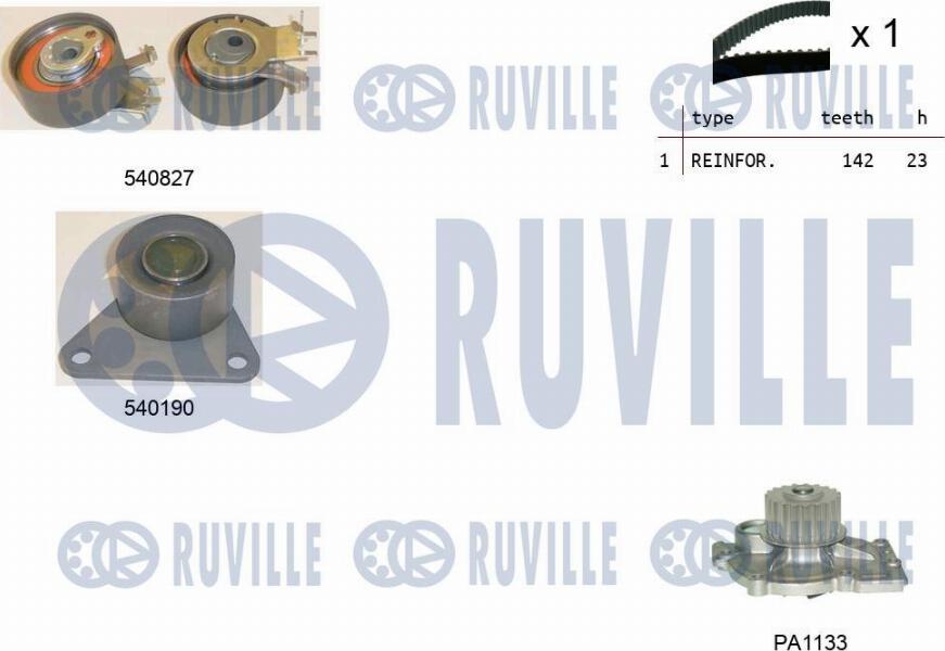 Ruville 5501101 - Pompa acqua + Kit cinghie dentate www.autoricambit.com