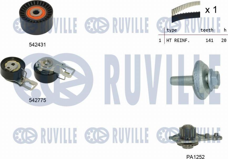 Ruville 5503951 - Pompa acqua + Kit cinghie dentate www.autoricambit.com