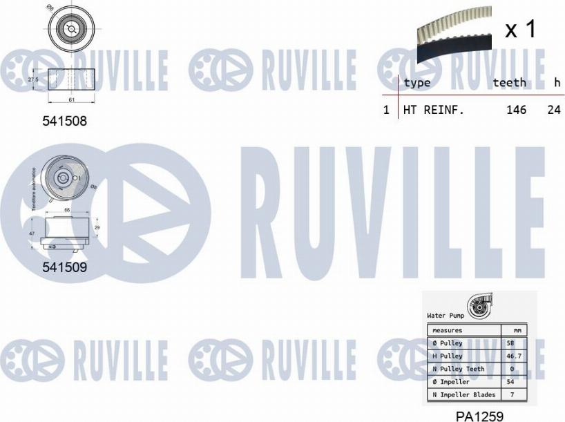 Ruville 5503201 - Pompa acqua + Kit cinghie dentate www.autoricambit.com