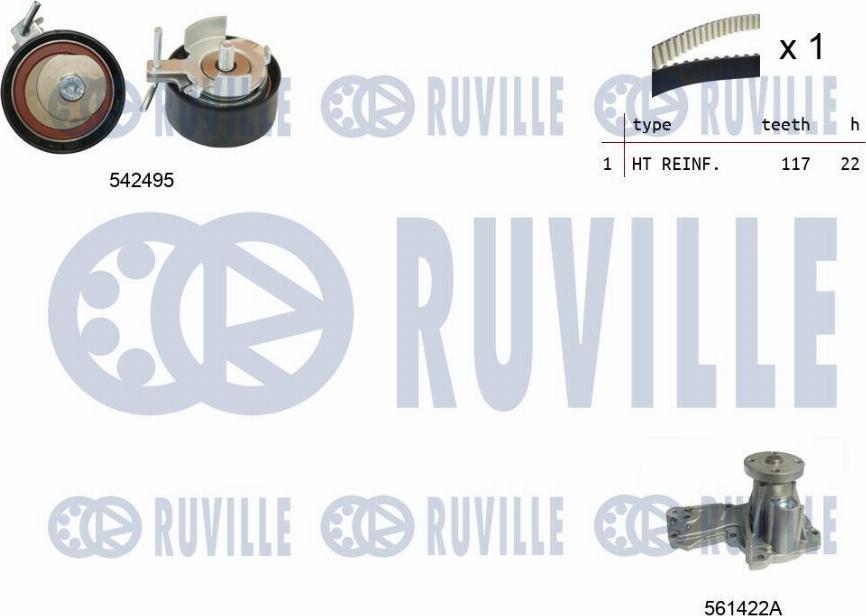 Ruville 5503741 - Pompa acqua + Kit cinghie dentate www.autoricambit.com