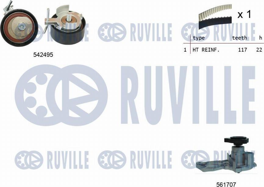Ruville 5503742 - Pompa acqua + Kit cinghie dentate www.autoricambit.com