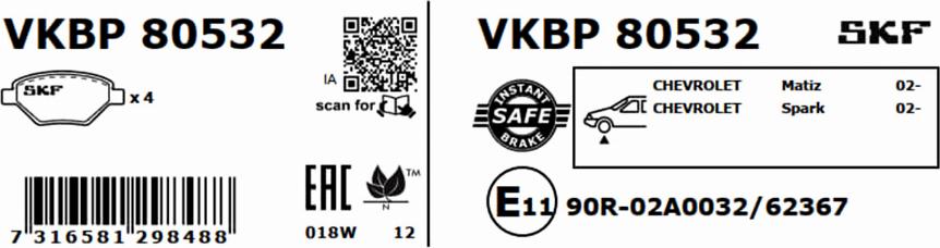 SKF VKBP 80532 - Kit pastiglie freno, Freno a disco www.autoricambit.com
