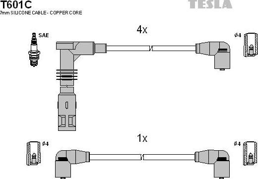 TESLA T601C - Kit cavi accensione www.autoricambit.com