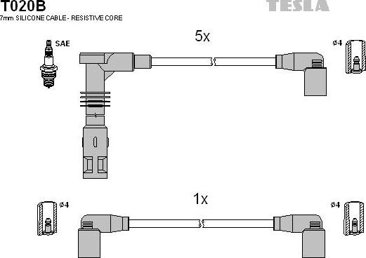 TESLA T020B - Kit cavi accensione www.autoricambit.com