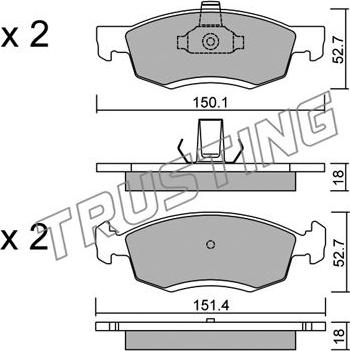 Trusting 818.0 - Kit pastiglie freno, Freno a disco www.autoricambit.com