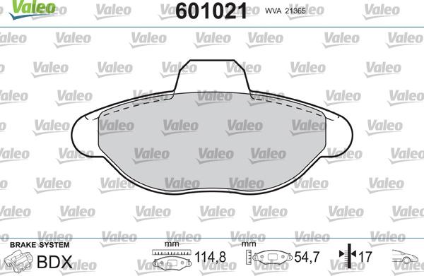 Valeo 601021 - Kit pastiglie freno, Freno a disco www.autoricambit.com