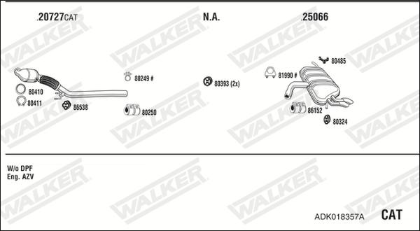 Walker ADK018357A - Impianto gas scarico www.autoricambit.com