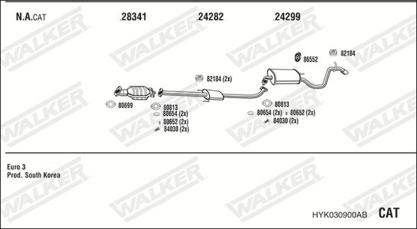 Walker HYK030900AB - Impianto gas scarico www.autoricambit.com