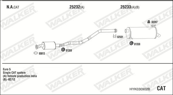 Walker HYK030902B - Impianto gas scarico www.autoricambit.com